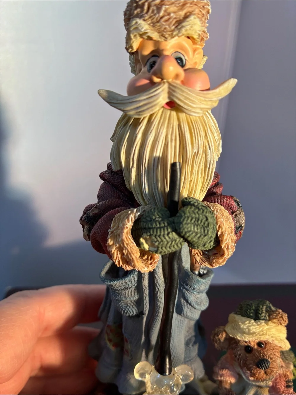 Boyds Bears Blue and Cream Santa with Dog Figurine